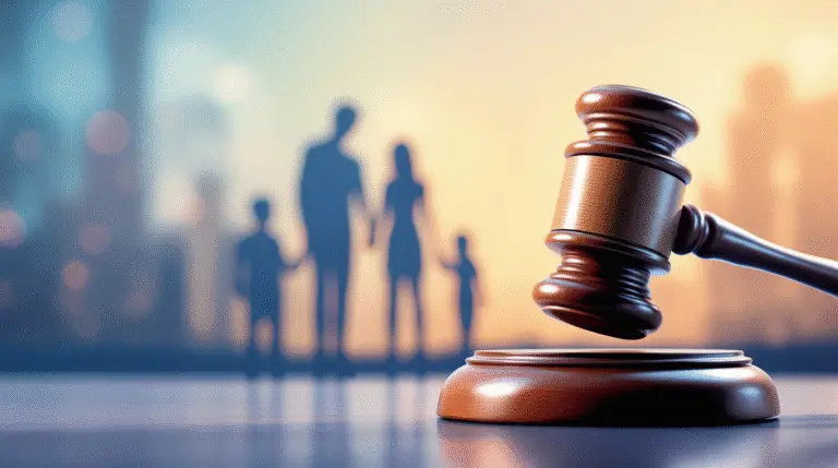 איור של פטיש שופט ומשפחה